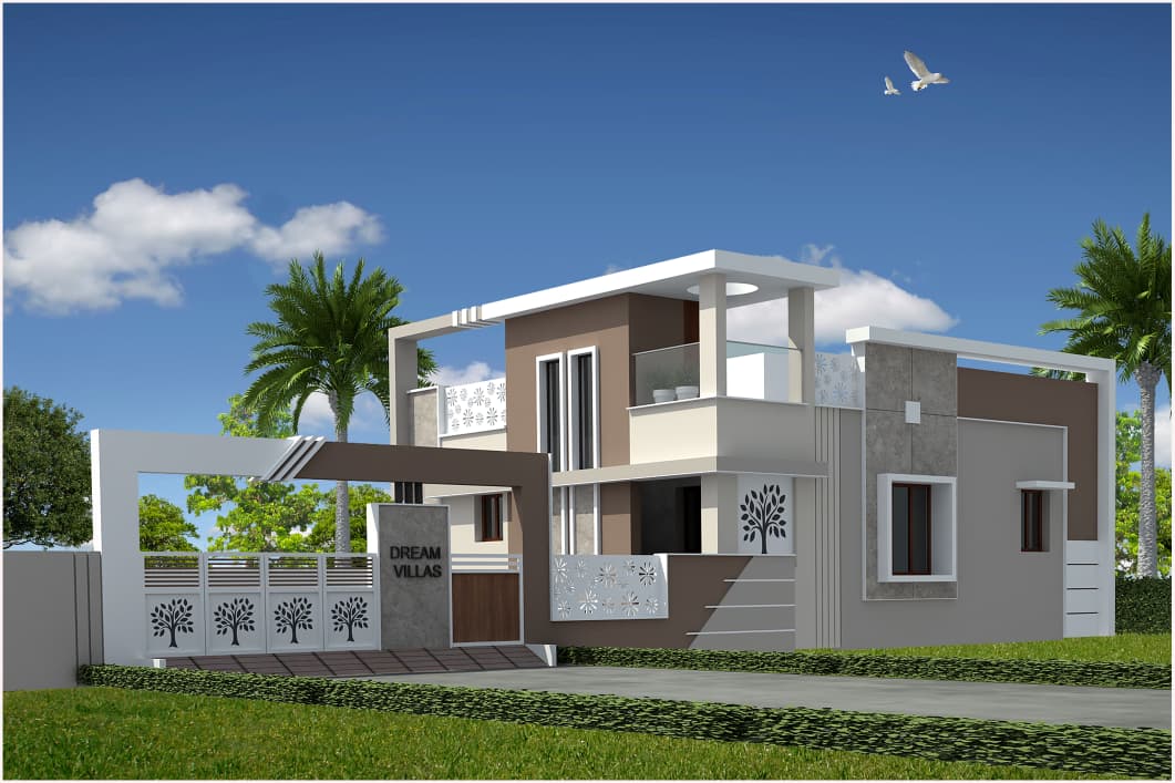 Completed modern single-family home with garden frontage